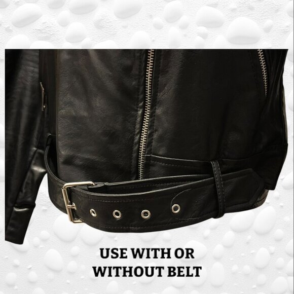 Edgy Black Faux Leather Moto Jacket - Butter Soft Size L - Picture 6 of 13